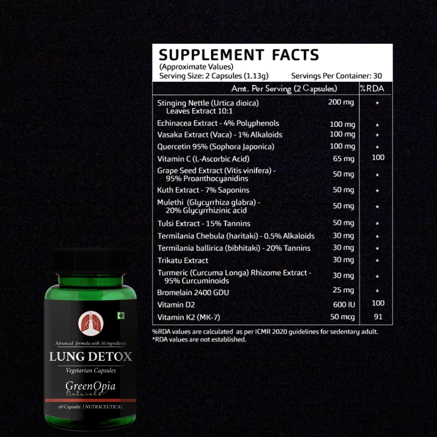 GreenOpia Lung Detox 60 Vegetarian Capsules