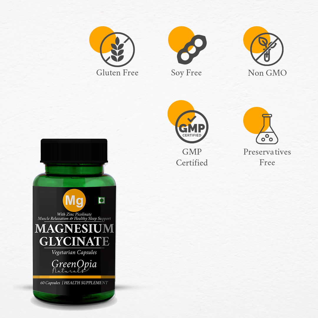 Magnesium Glycinate with Zinc – 60 Veg Capsules | Sleep, Stress &amp; Muscle Support