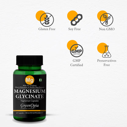 Magnesium Glycinate with Zinc – 60 Veg Capsules | Sleep, Stress &amp; Muscle Support