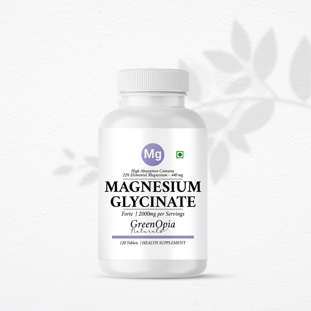 GreenOpia Chelated Magnesium Glycinate Supplement 2000mg Per Serving 120 Vegetarian Tablets