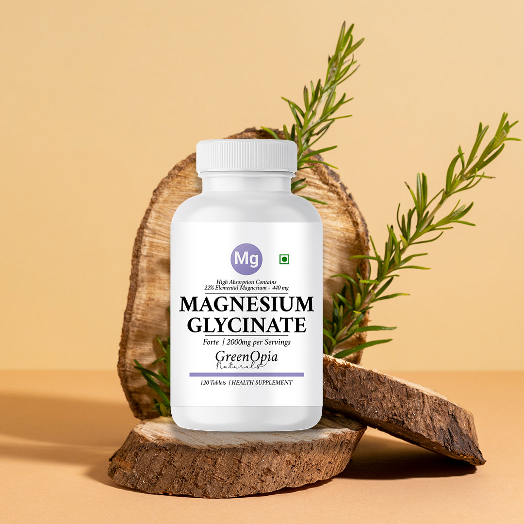 GreenOpia Chelated Magnesium Glycinate Supplement 2000mg Per Serving 120 Vegetarian Tablets