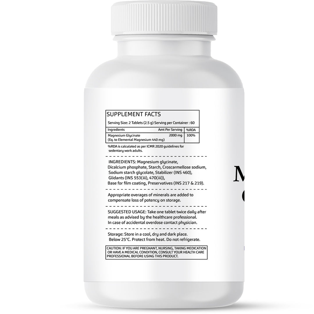 GreenOpia Chelated Magnesium Glycinate Supplement 2000mg Per Serving 120 Vegetarian Tablets