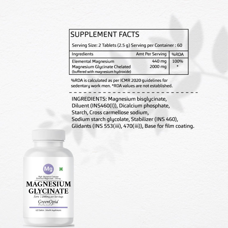 Magnesium Glycinate for better sleep quality and nighttime relaxation