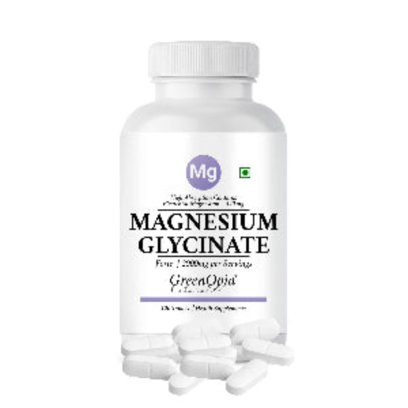 GreenOpia Chelated Magnesium Glycinate 120 Vegetarian Tablets bottle front view