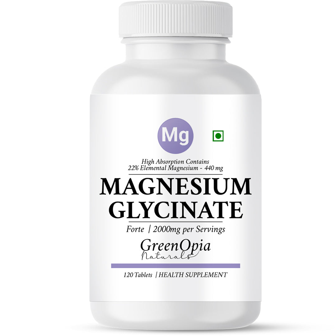 GreenOpia Chelated Magnesium Glycinate Supplement 2000mg Per Serving 120 Vegetarian Tablets