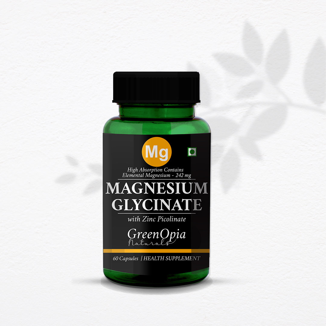 GreenOpia Magnesium Glycinate & Zinc 60 Vegetarian Capsules
