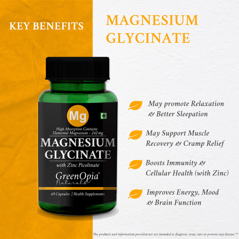 Magnesium Glycinate and Zinc capsules for muscle recovery and cramp support