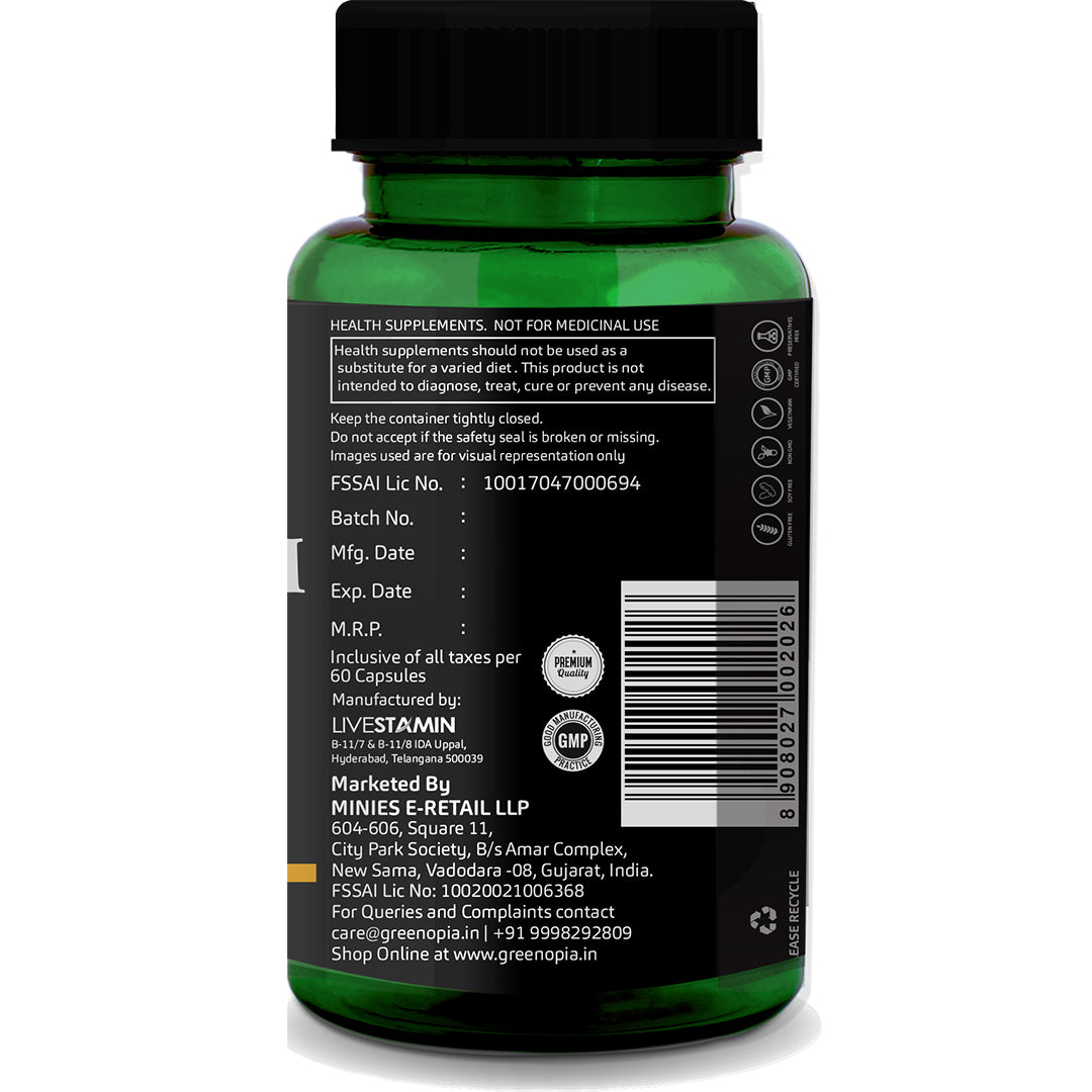 GreenOpia Magnesium Glycinate & Zinc 60 Vegetarian Capsules