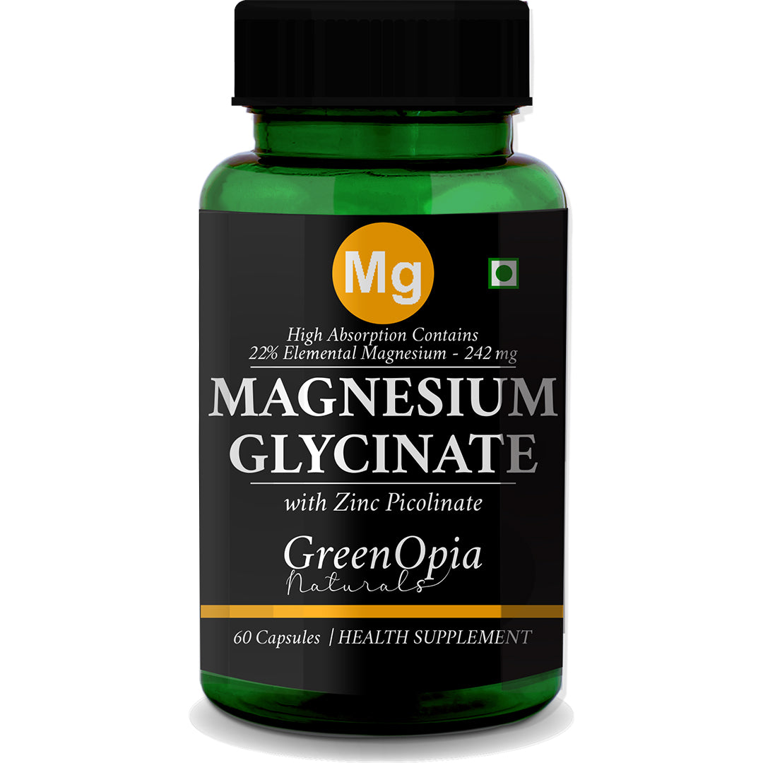 GreenOpia Magnesium Glycinate &amp; Zinc 60 Vegetarian Capsules