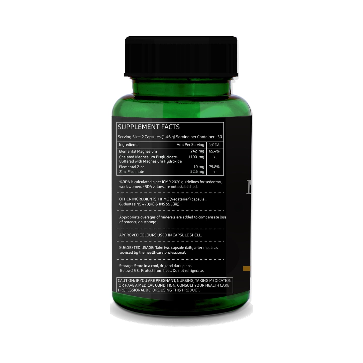 Magnesium Glycinate & Zinc 60 Vegetarian Capsules