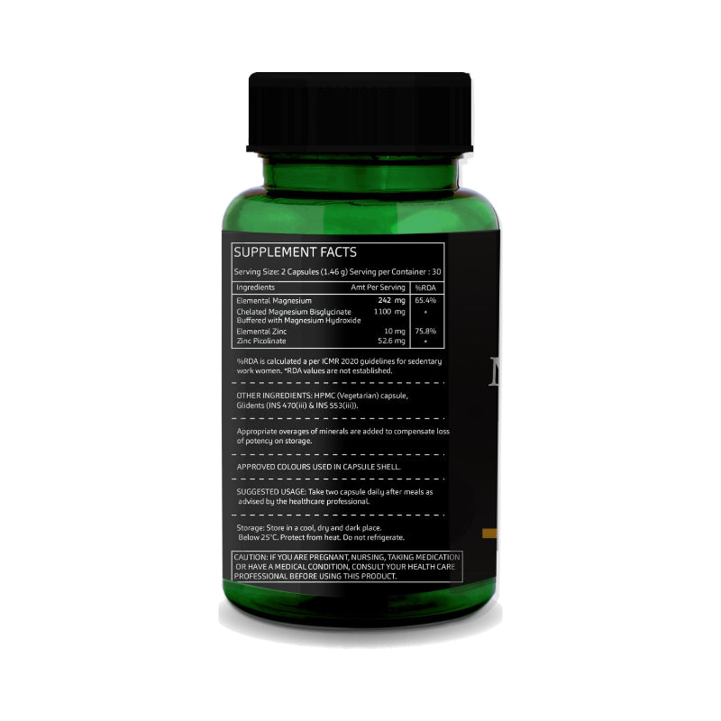 GreenOpia Magnesium Glycinate & Zinc supplement facts and ingredient information