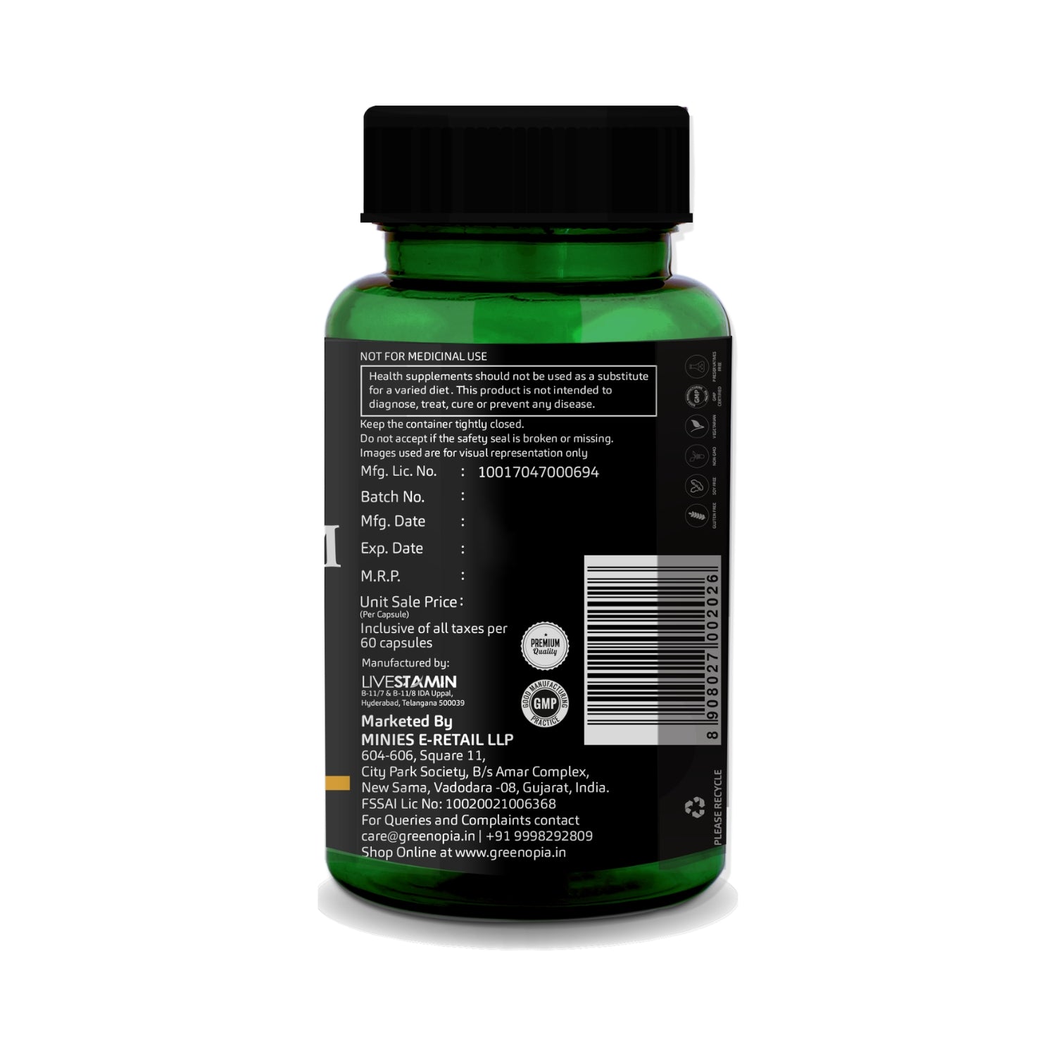 Magnesium Glycinate & Zinc 60 Vegetarian Capsules