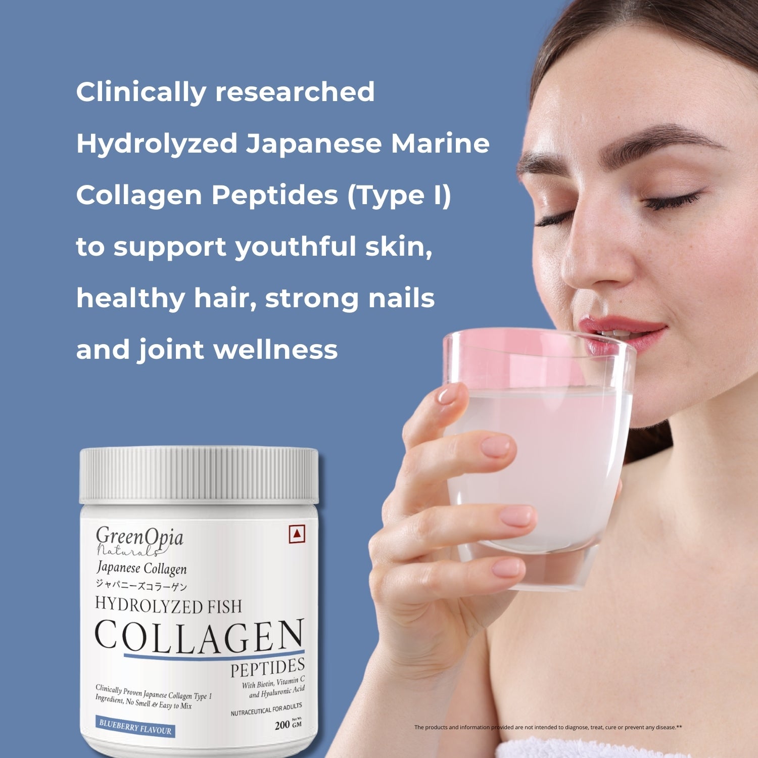 GreenOpia Marine Collagen for Women & Men | Clinically Proven Ingredient | 200g (Available in 3 Flavours)