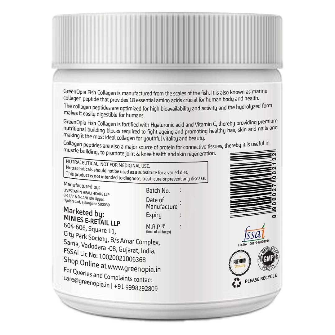 GreenOpia Marine Collagen for Women & Men | Clinically Proven Ingredient | 200g (Available in 3 Flavours)