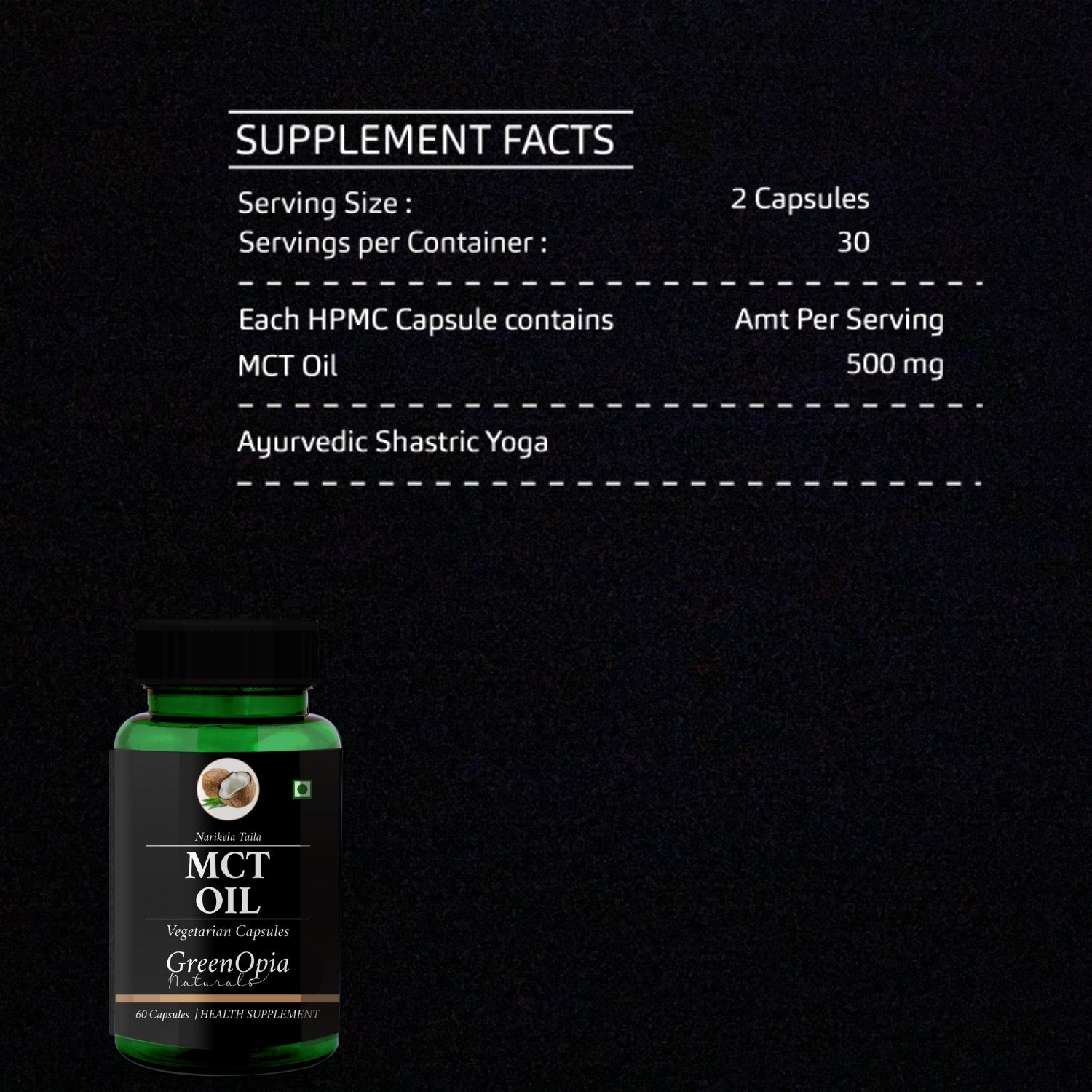 GreenOpia MCT Oil 60 Liquid Filled Vegetarian Capsules