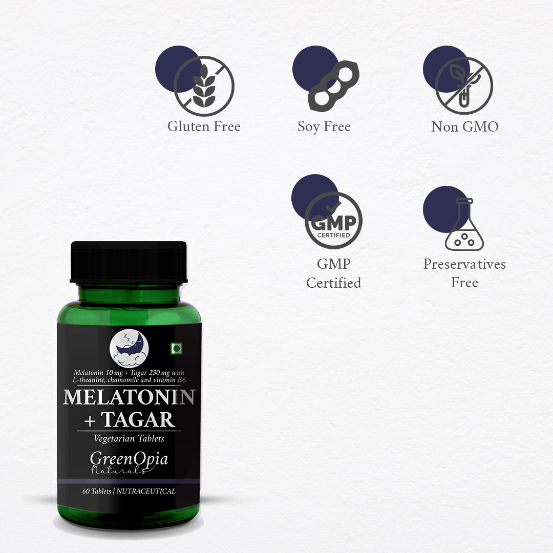Melatonin (10mg) with Tagar (250mg) – Natural Sleep Aid | 60 Vegetarian Tablets | Non-Habit Forming