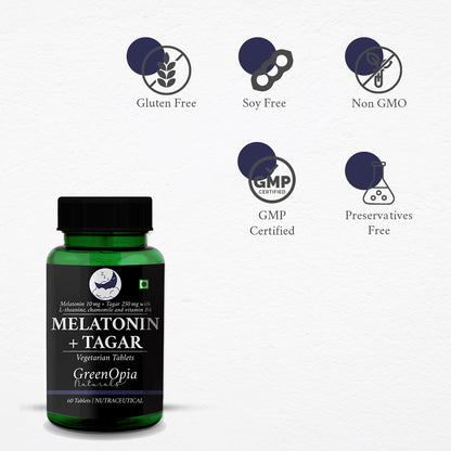 Melatonin (10mg) with Tagar (250mg) – Natural Sleep Aid | 60 Vegetarian Tablets | Non-Habit Forming