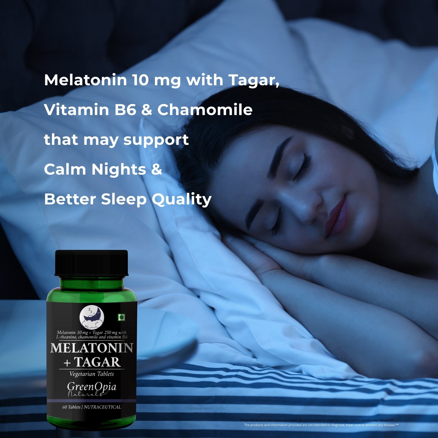 GreenOpia Melatonin with Tagar 60 Vegetarian Tablets