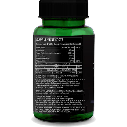 Melatonin (10mg) with Tagar (250mg) – Natural Sleep Aid | 60 Vegetarian Tablets | Non-Habit Forming