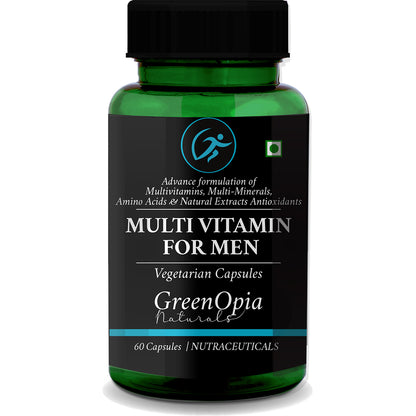 GreenOpia Multivitamins for Men Bottle – 60 Vegetarian Capsules for Daily Energy and Immunity