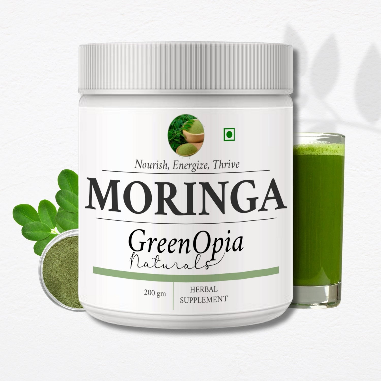 GreenOpia Moringa Leaf Powder – Ayurvedic Superfood for Immunity, Detox & Energy | 200 grams