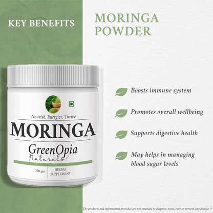 Moringa Oleifera Powder – Ayurvedic Superfood for Immunity, Detox &amp; Energy | 200 grams