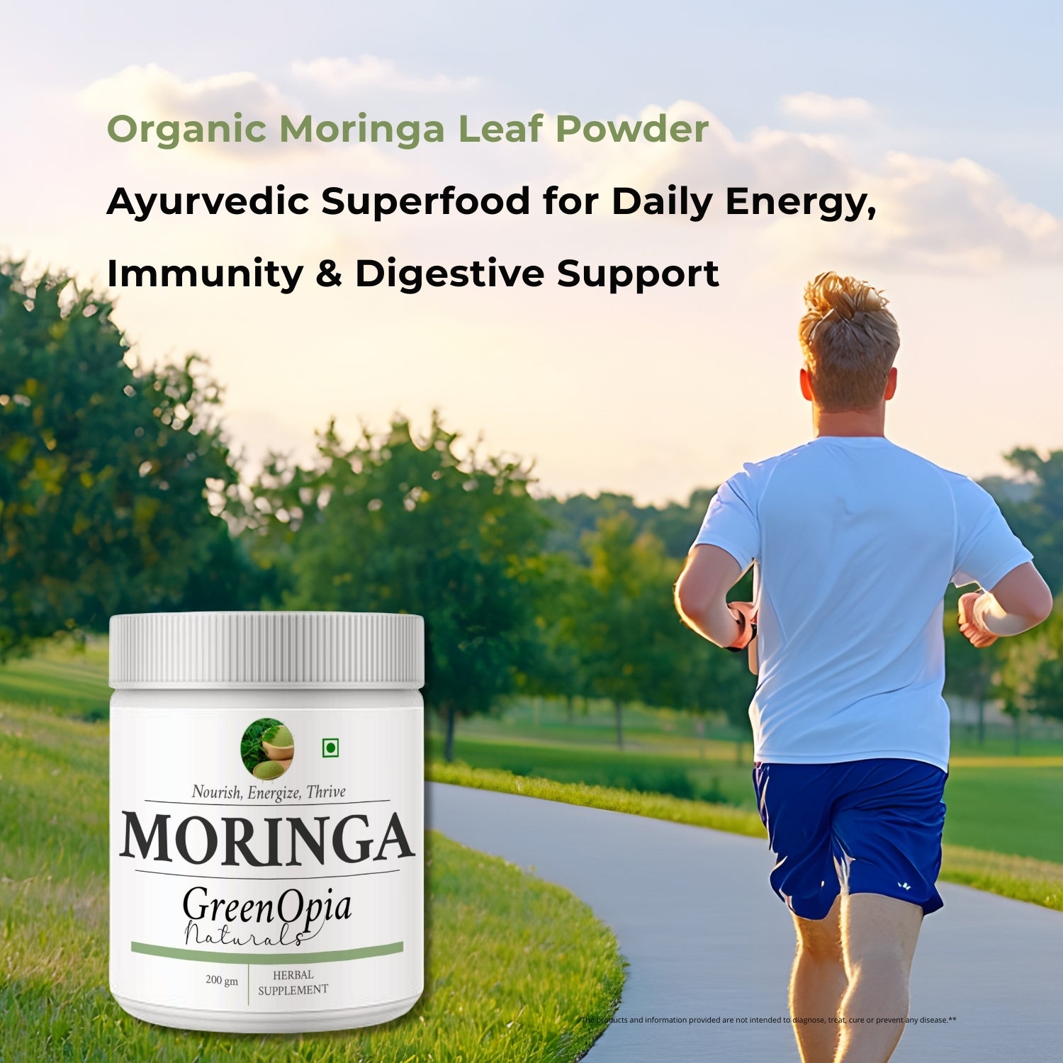 GreenOpia Moringa Leaf Powder – Ayurvedic Superfood for Immunity, Detox & Energy | 200 grams