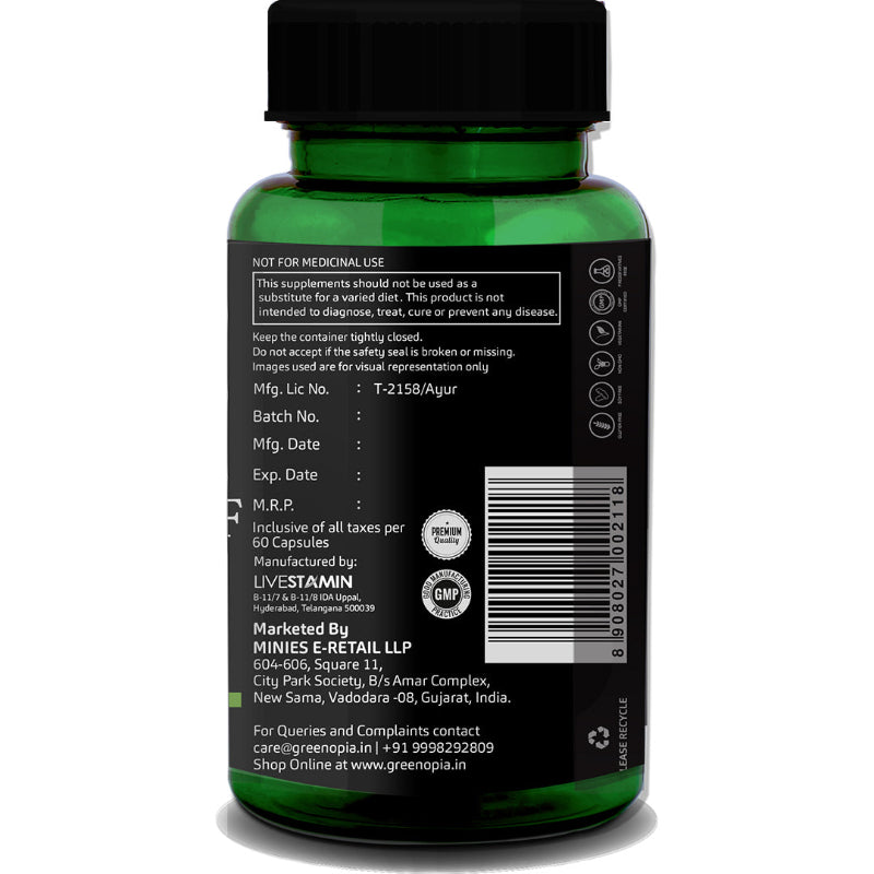GreenOpia Moringa Oleifera Leaf Capsules packaging with 60 vegetarian capsules