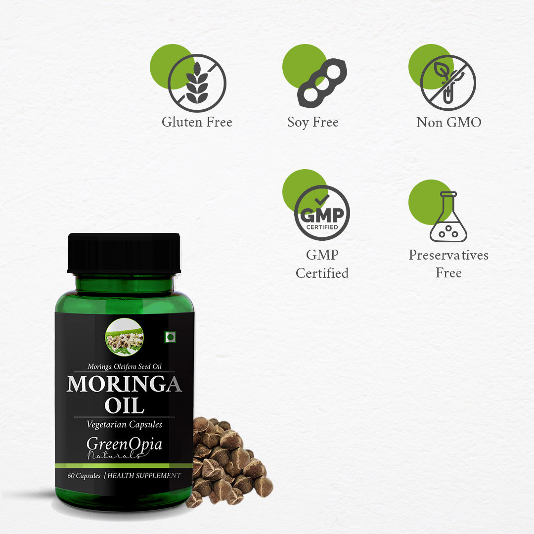 GreenOpia Moringa Seed Oil 60 Liquid Filled Vegetarian Capsules