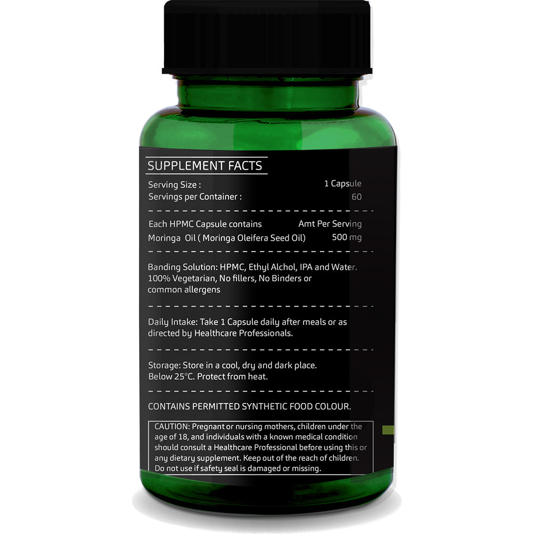 GreenOpia Moringa Seed Oil 60 Liquid Filled Vegetarian Capsules