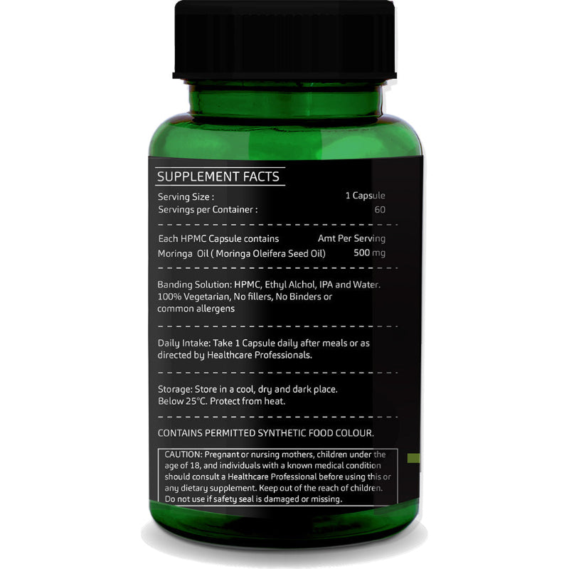 Natural beauty support with moringa seed oil capsules for glowing skin and healthy hair