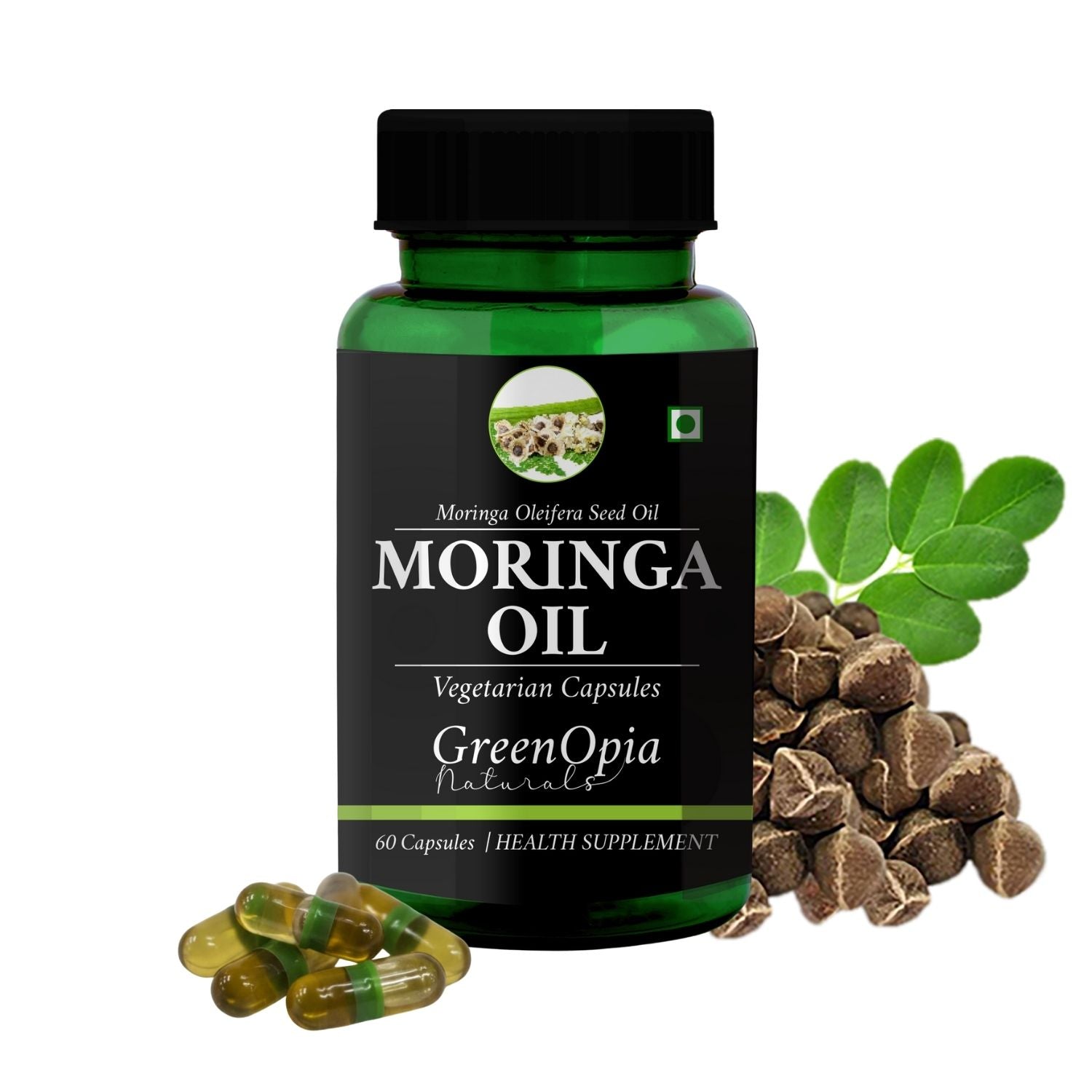 GreenOpia Moringa Seed Oil 60 Liquid Filled Vegetarian Capsules