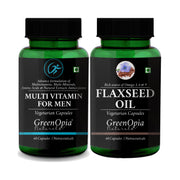 GreenOpia multivitamin for men and flaxseed oil vegetarian capsules combo with omega-3, 6 and 9