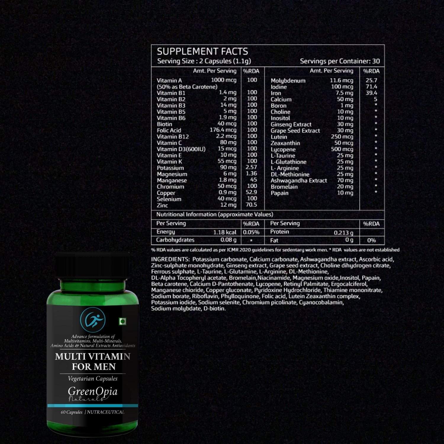 Multivitamins for Men 60 Vegetarian Capsules