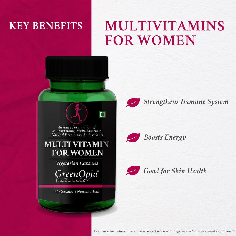 Women's multivitamin supplement supporting energy, immunity, skin, hair and hormonal health