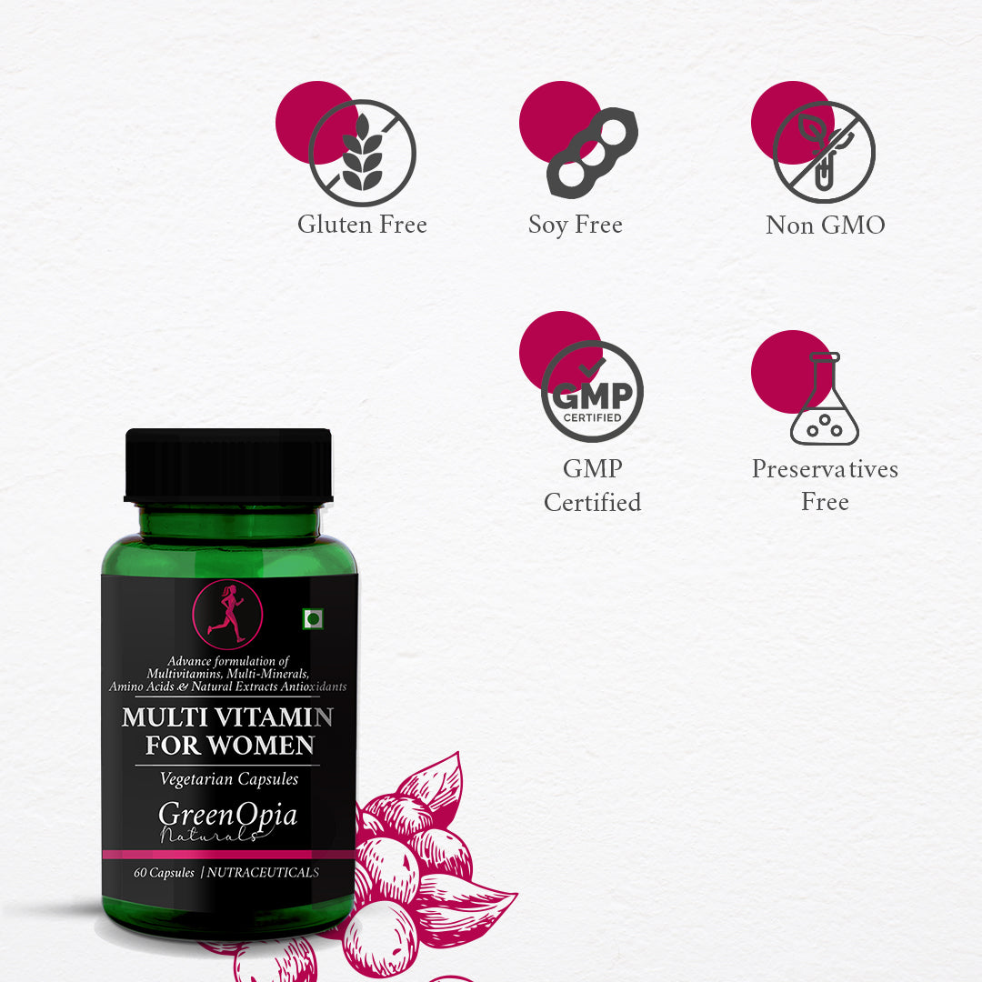 Multivitamins for Women – 60 Vegetarian Capsules | Daily Energy, Hormonal Balance &amp; Immunity