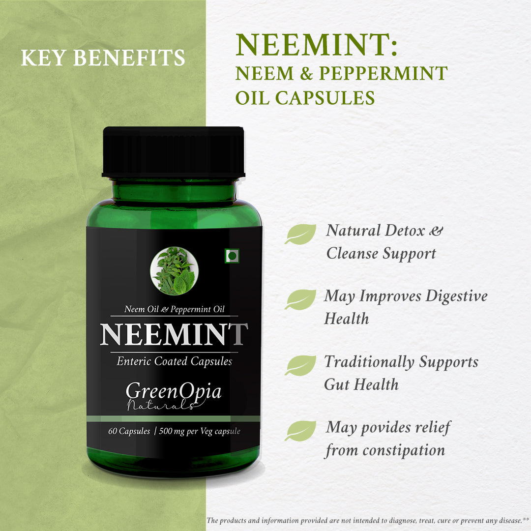 Key Benefits of GreenOpia Neem Peppermint Capsules – 60 Vegetarian Capsules 