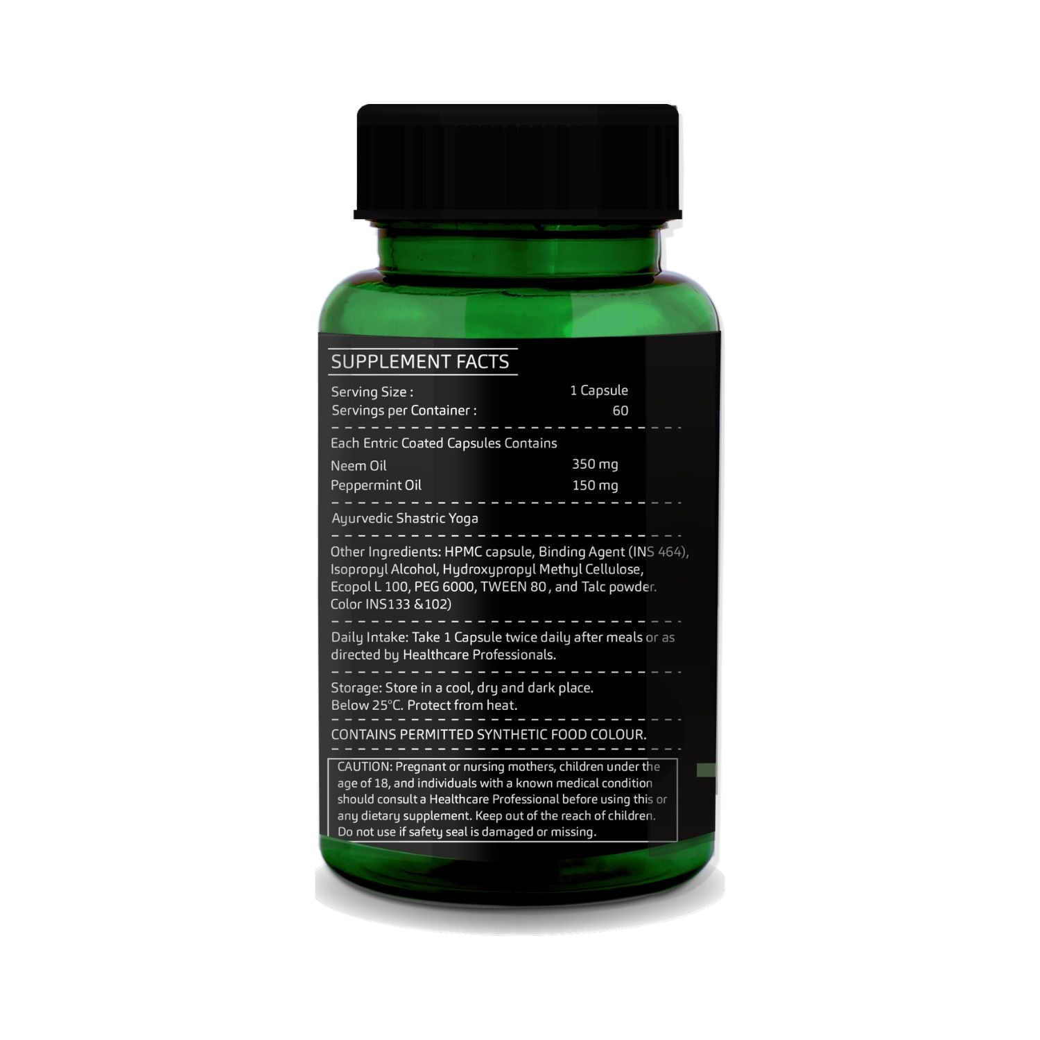 Neem Peppermint 60 Entric Coated Liquid Filled Vegetarian Capsules