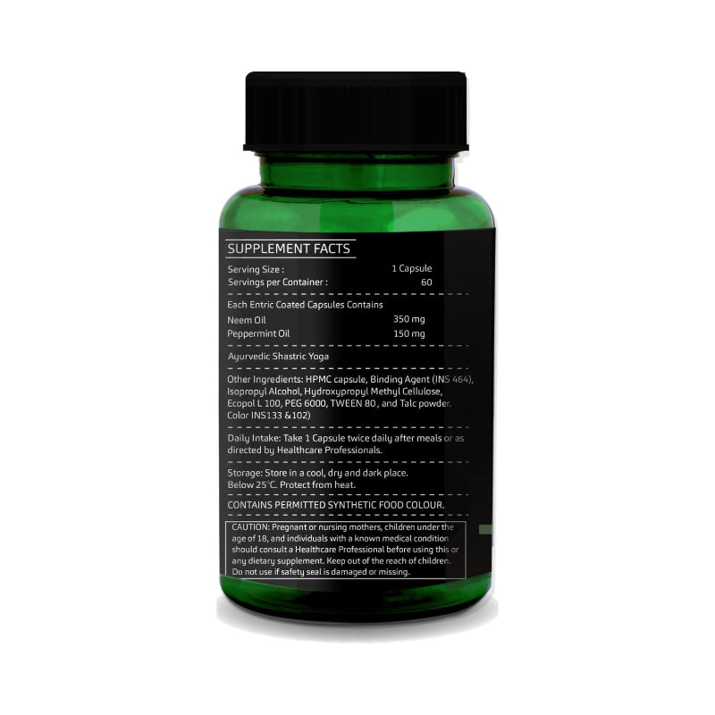 Ayurvedic neem and peppermint supplement for gut health and digestive wellness