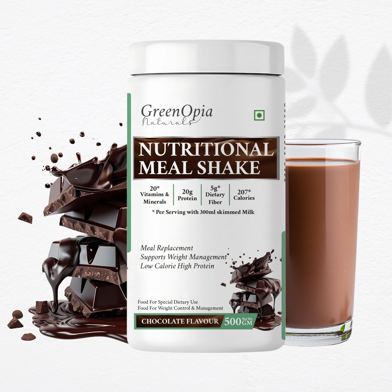GreenOpia Nutritional Meal Replacement Shake for Weight Loss – 20g Protein, 5g Fiber, 500gram