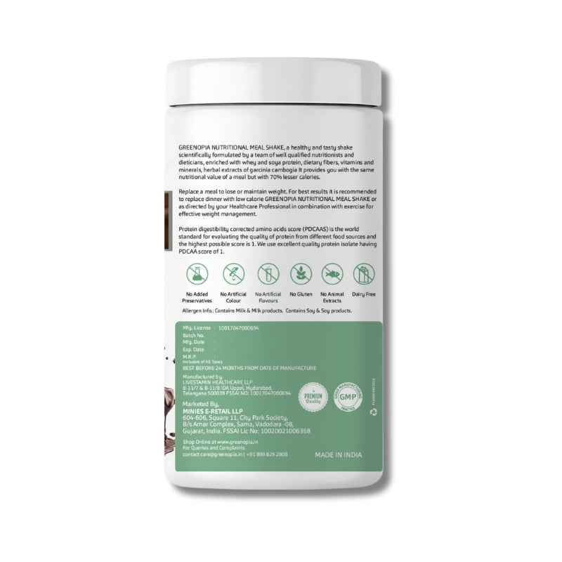 Prepared chocolate meal replacement shake in a glass ready to drink