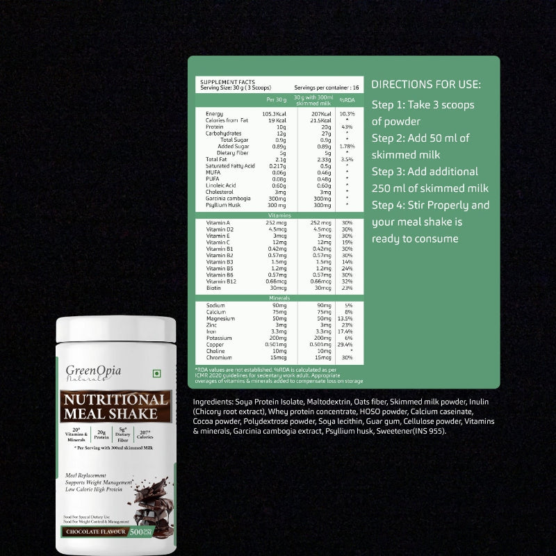 Balanced meal replacement shake for healthy weight management and nutrition