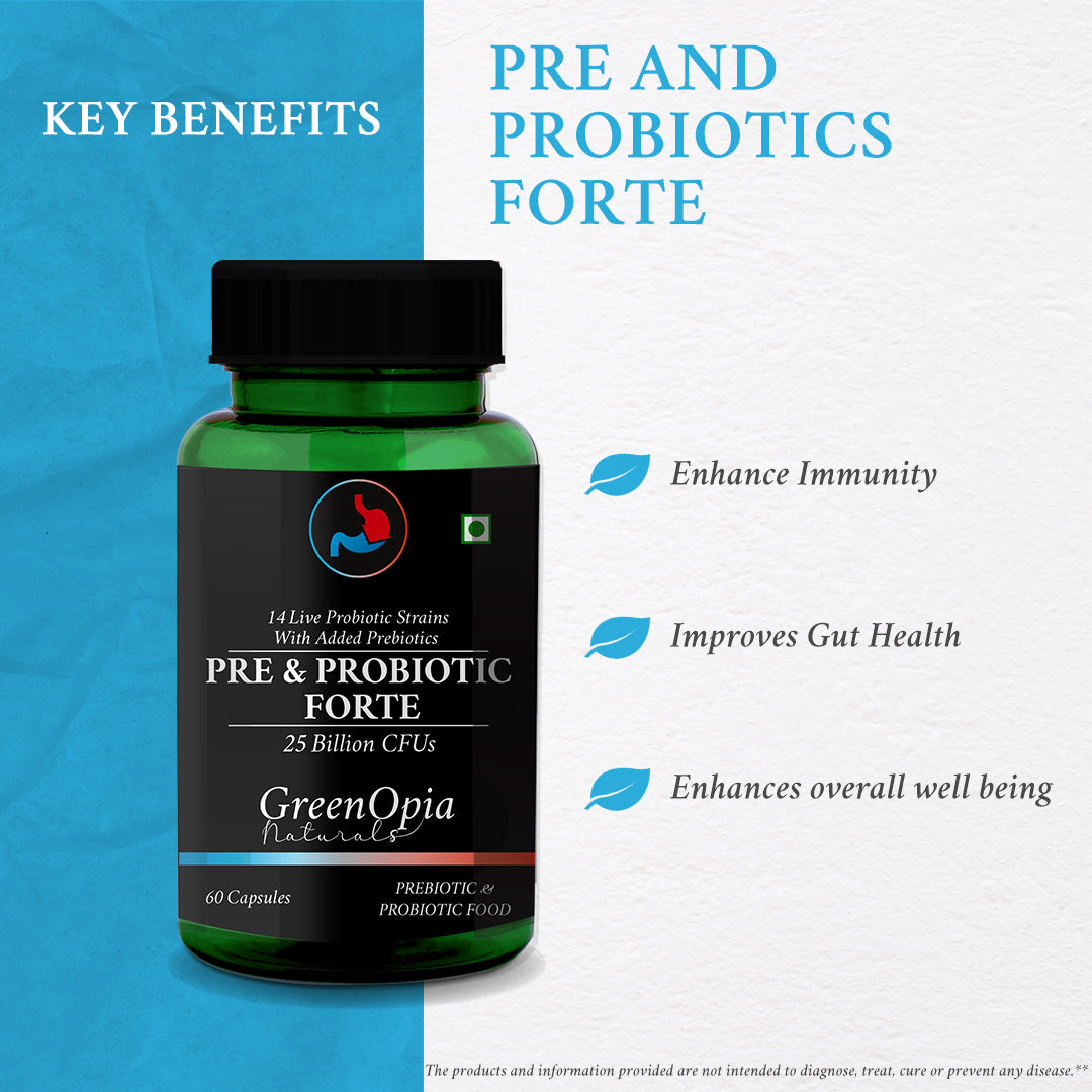 Pre and Probiotics Forte – 60 Vegetarian Capsules | Gut Health, Digestion &amp; Immunity Support