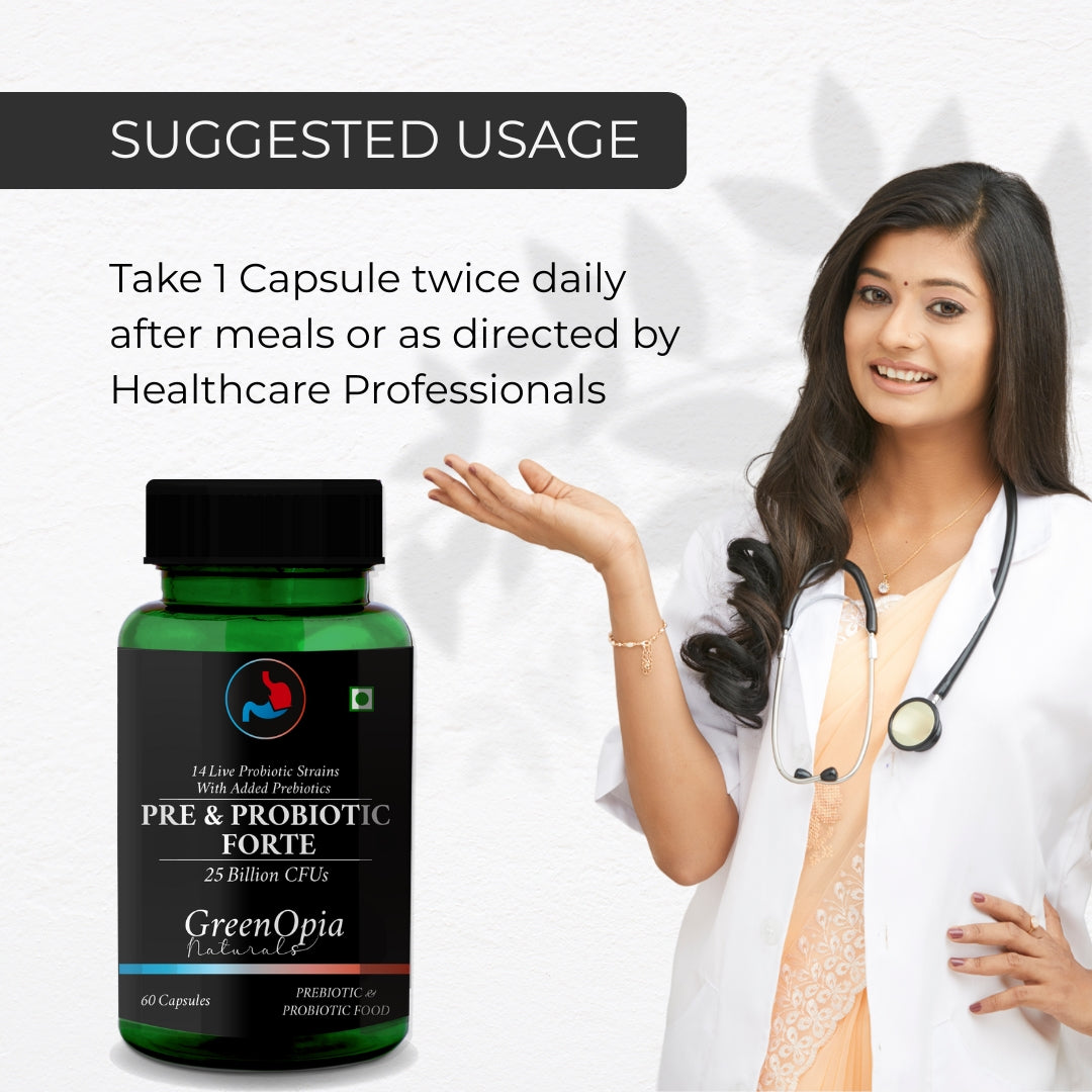 Pre and Probiotics Forte – 60 Vegetarian Capsules | Gut Health, Digestion &amp; Immunity Support