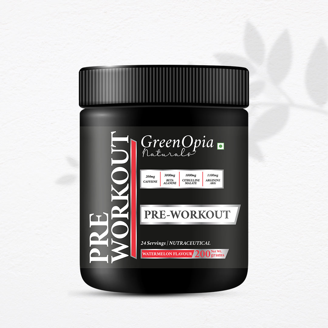 Pre Workout – Watermelon Flavour | 250g | Energy &amp; Performance Booster for Gym &amp; Training | Vegan, No Sugar
