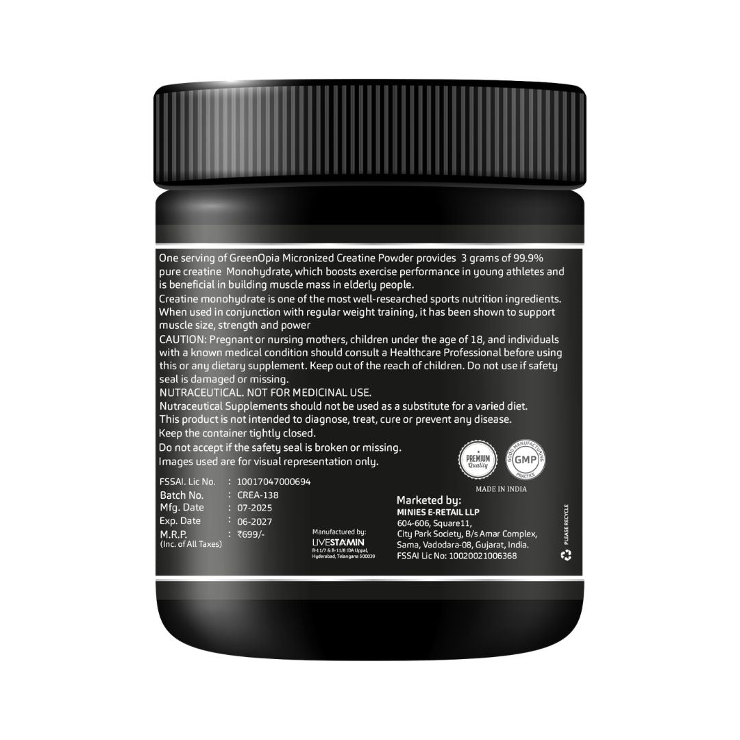 Pure Micronised Creatine Monohydrate (100g, 33 servings)