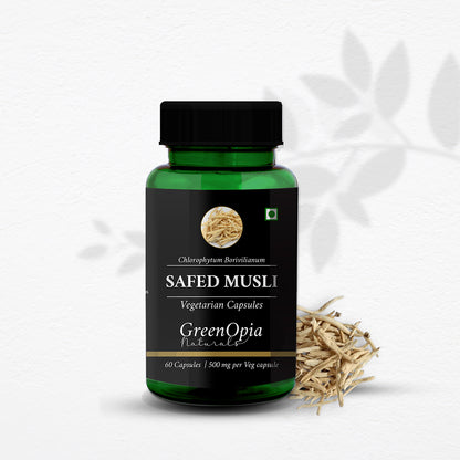 Safed Musli Extract Capsules – Ayurvedic Energy and Vitality Booster for Men and Women
