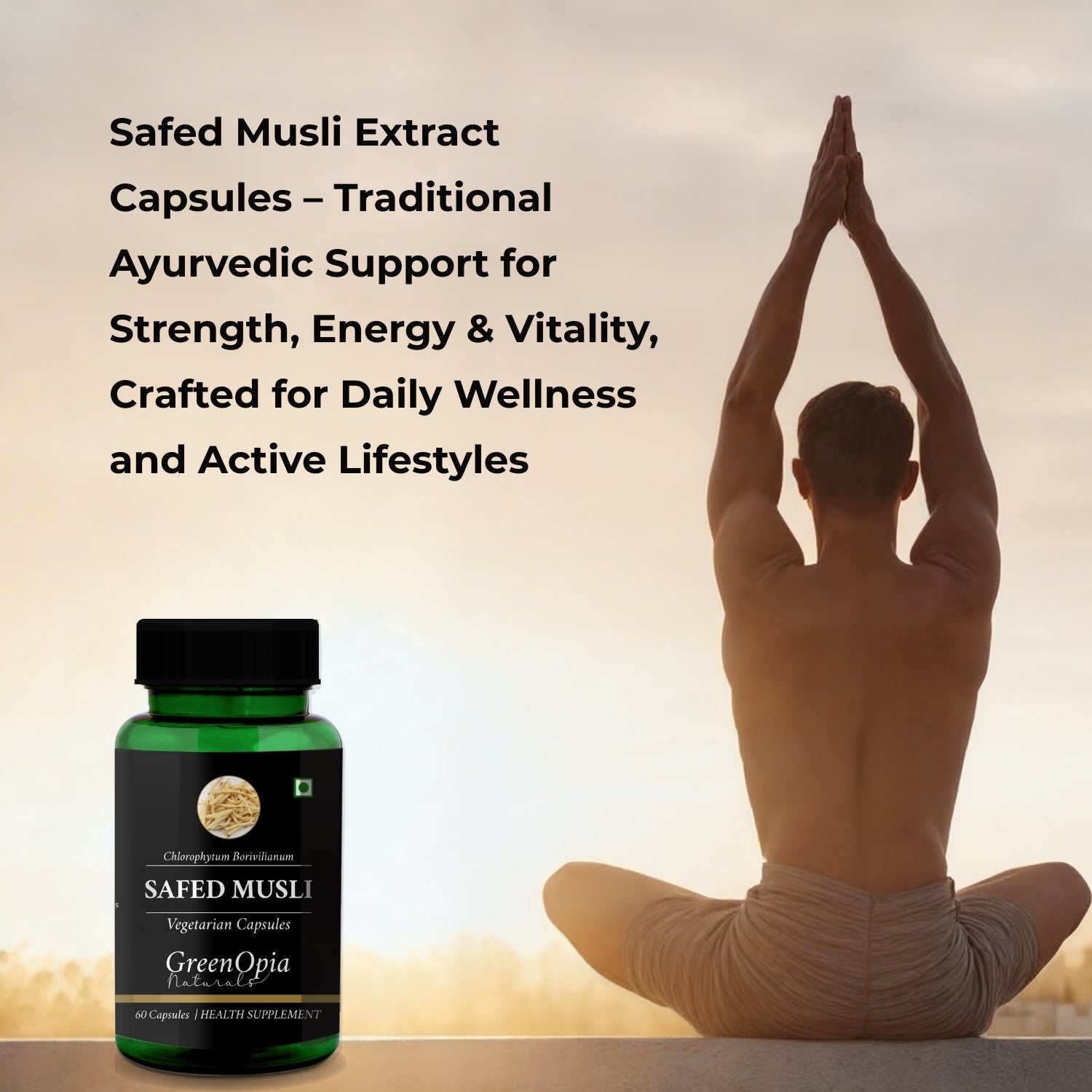 GreenOpia Safed Musli Extracts 60 Vegetarian Capsules