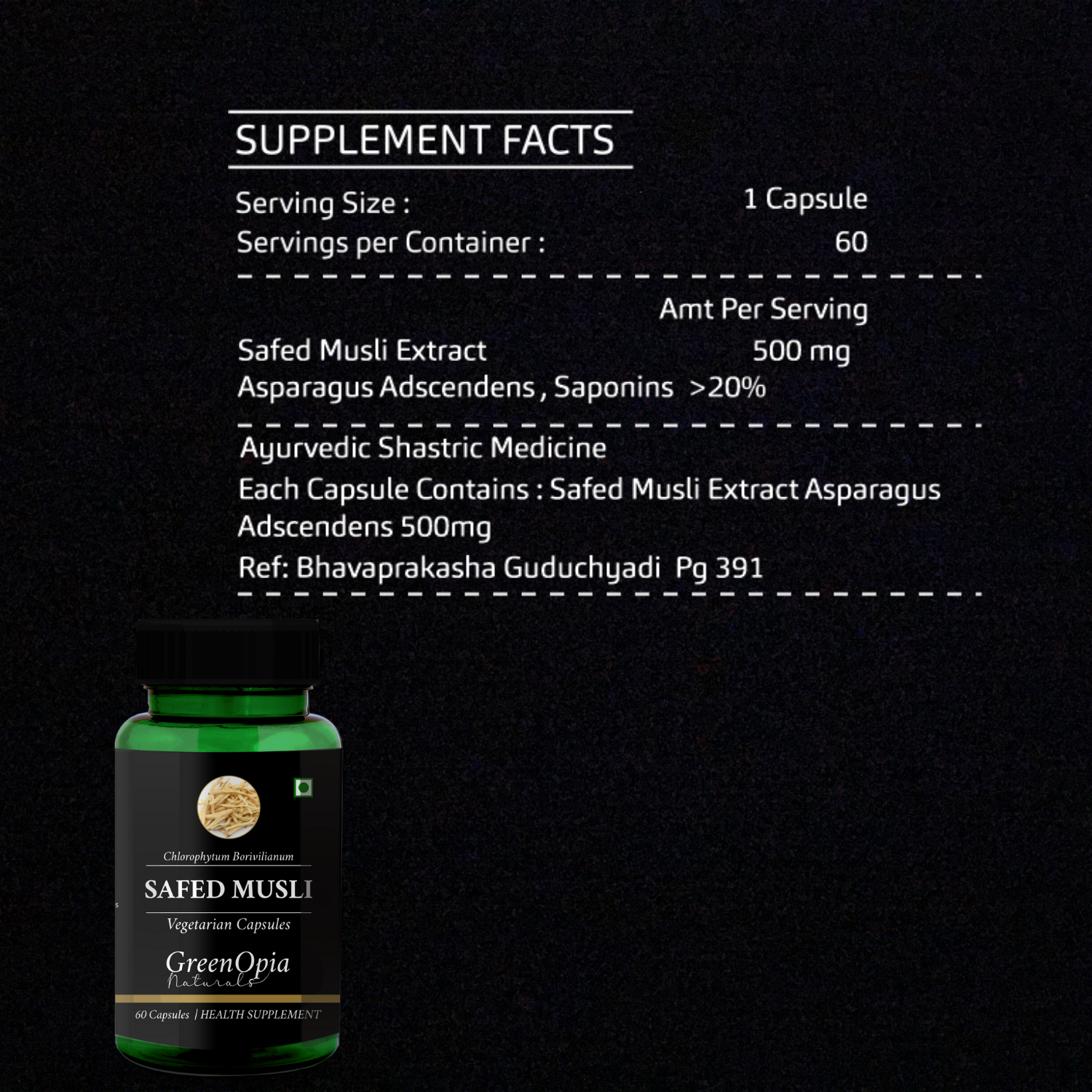 Safed Musli Extracts 60 Vegetarian Capsules