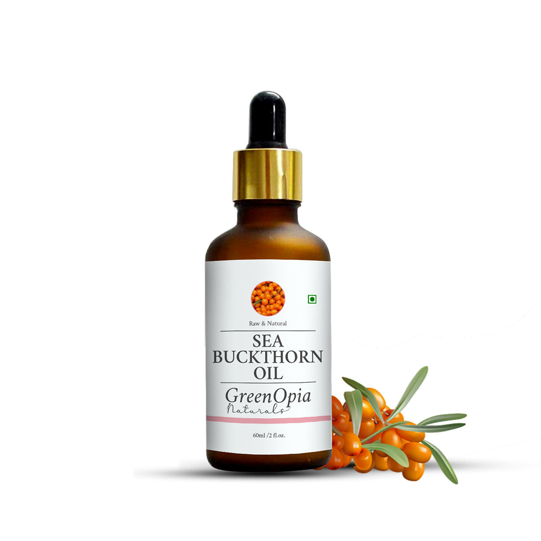 GreenOpia Sea Buckthorn Oil – 60ml | Omega 3, 6, 7, 9 + Vitamins C & E | For Skin Glow & Hair Nourishment